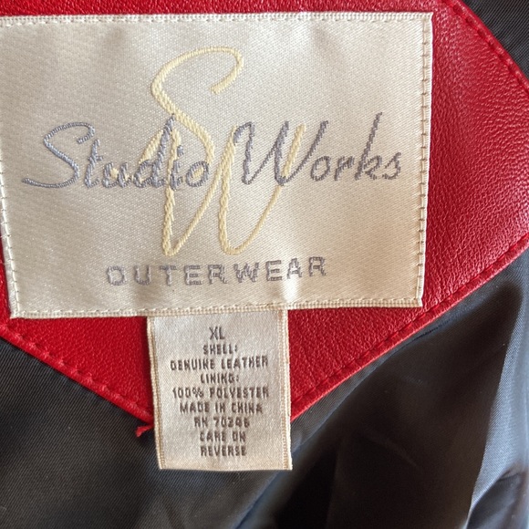 Studio works red genuine leather jacket - Picture 2 of 3